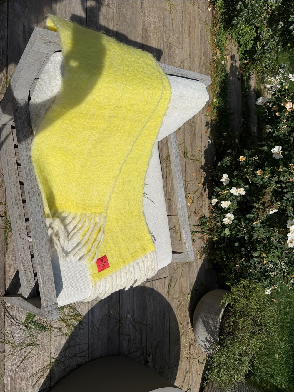 Anthropologie Bright Yellow Fringe Scarf Wrap